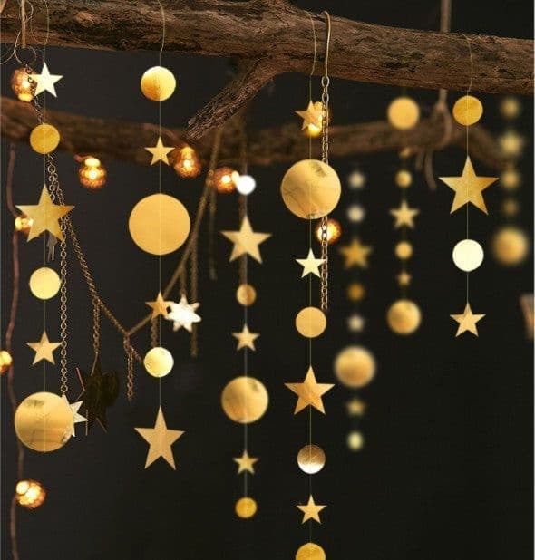 image-Eid Muabrak Decoration 4M Gold Black Paper Garland