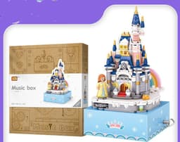 image-Castle Building Blocks, Rotating Music Box, Building Blocks, Creative Gifts