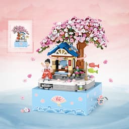 image-Castle Building Blocks, Rotating Music Box, Building Blocks, Creative Gifts