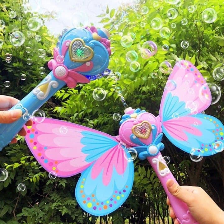image-Bubble Gun Music Magic Wand Outdoor Toys for Baby Girl Princess Electric Bubble Blower Machine