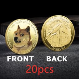 image-WOW Dogecoin To The Moon In Doge We Trust Gold Plated Commemorative Coins Cute Dog Pattern Printed Cllection Gifts
