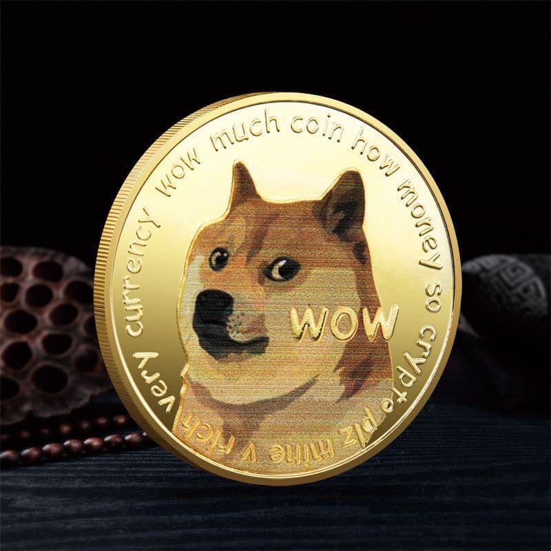 image-WOW Dogecoin To The Moon In Doge We Trust Gold Plated Commemorative Coins Cute Dog Pattern Printed Cllection Gifts