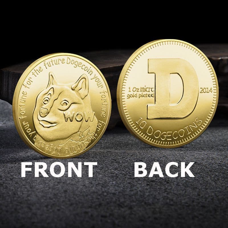 image-WOW Dogecoin To The Moon In Doge We Trust Gold Plated Commemorative Coins Cute Dog Pattern Printed Cllection Gifts