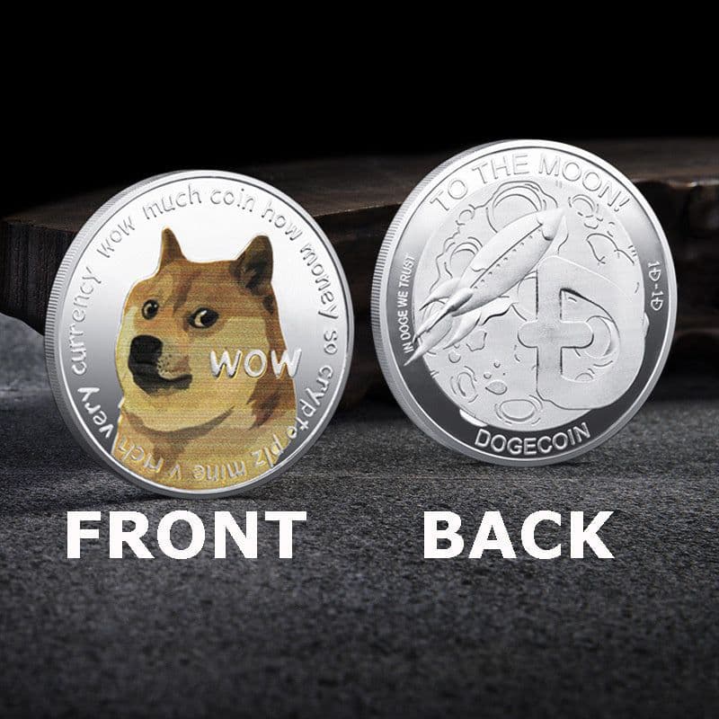 image-WOW Dogecoin To The Moon In Doge We Trust Gold Plated Commemorative Coins Cute Dog Pattern Printed Cllection Gifts