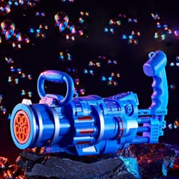 image-Gatling Bubble Gun Machine Children'S Automatic Electric Bubble Machine Porous Light Music