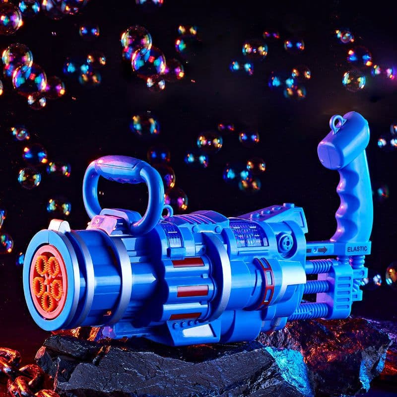 image-Gatling Bubble Gun Machine Children'S Automatic Electric Bubble Machine Porous Light Music