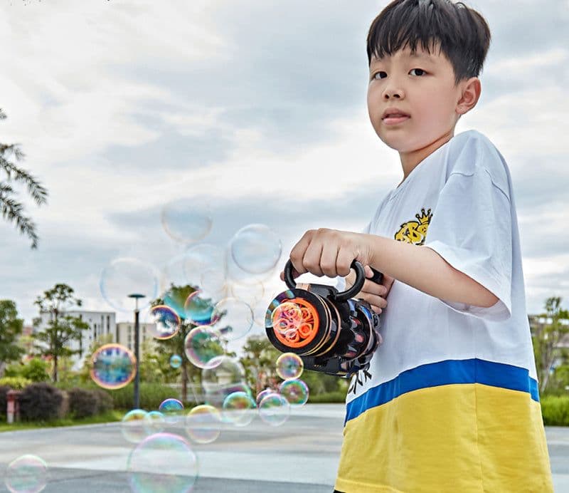 image-Gatling Bubble Gun Machine Children'S Automatic Electric Bubble Machine Porous Light Music