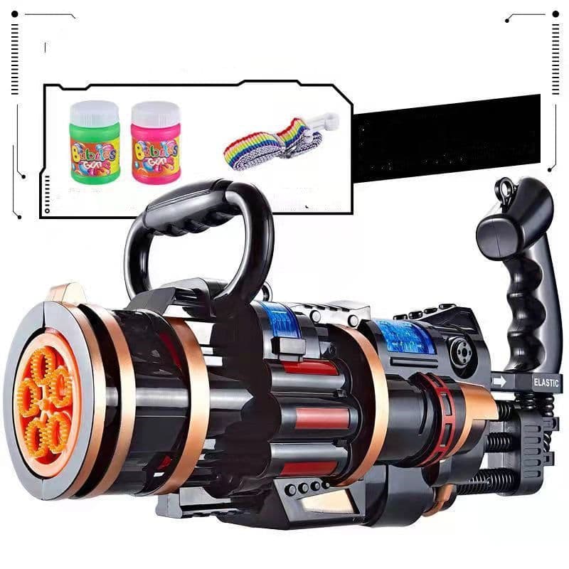 image-Gatling Bubble Gun Machine Children'S Automatic Electric Bubble Machine Porous Light Music