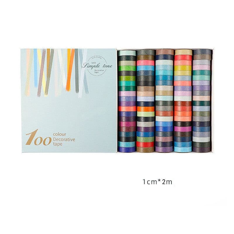 image-Rainbow Set Solid Color And Paper Tape Creative Diy Decoration Hand Account Sticker
