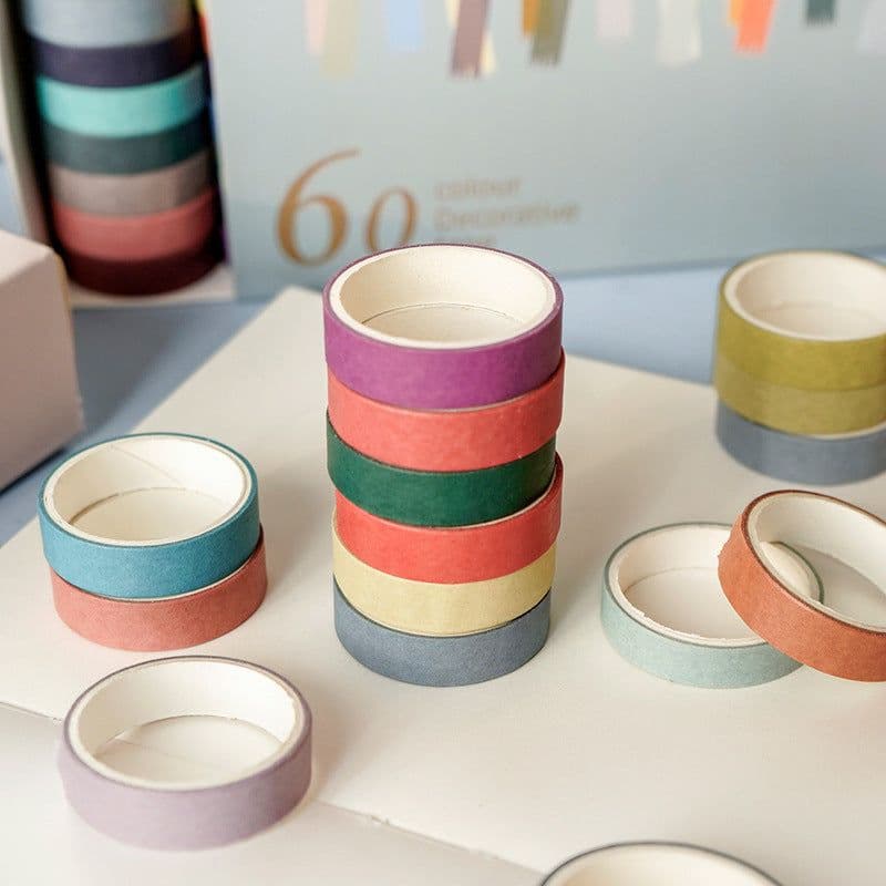 image-Rainbow Set Solid Color And Paper Tape Creative Diy Decoration Hand Account Sticker