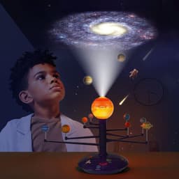 image-Colorful Solar System LED Sky Projector Rotating Voice Control Music Player Tecnology DIY Planetarium Model STEAM Education Toy