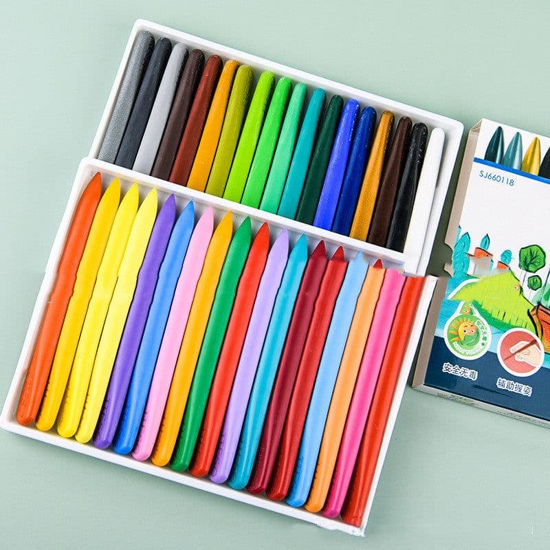 image-Children Not Dirty Hands Plastic Crayon Painting Kindergarten Oil Pastel Crayons