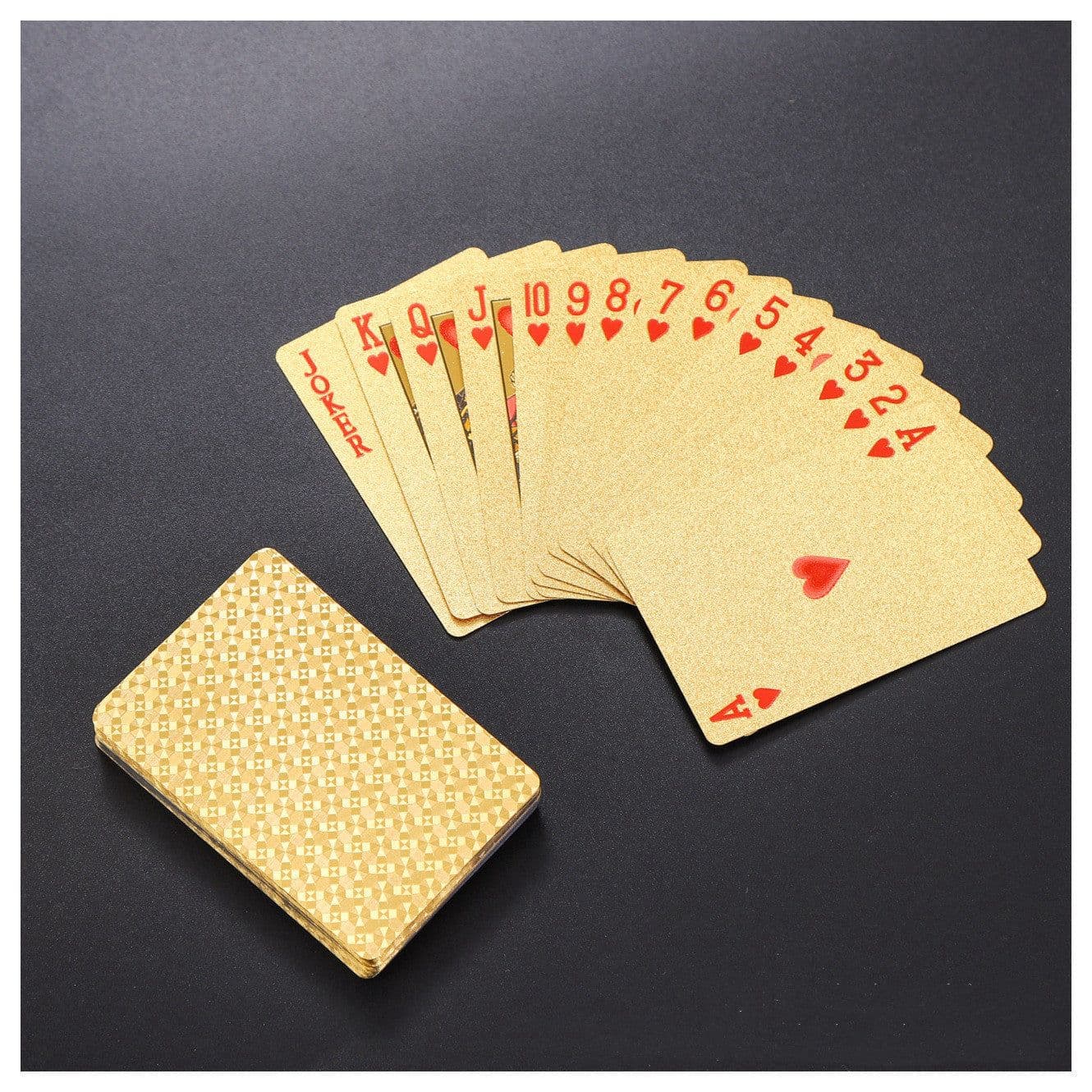 image-Gold Foil Plaid Playing Card Supply Yellow Gold Local Tyrant Gold Poker Pvc Waterproof Board Game Card