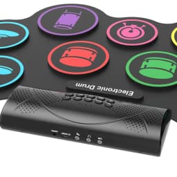 image-Wersi Portable Electronic Drum Hand Roll Electronic Drum Flashing Light Bluetooth Drum Set Built-In Lithium Battery With Speaker