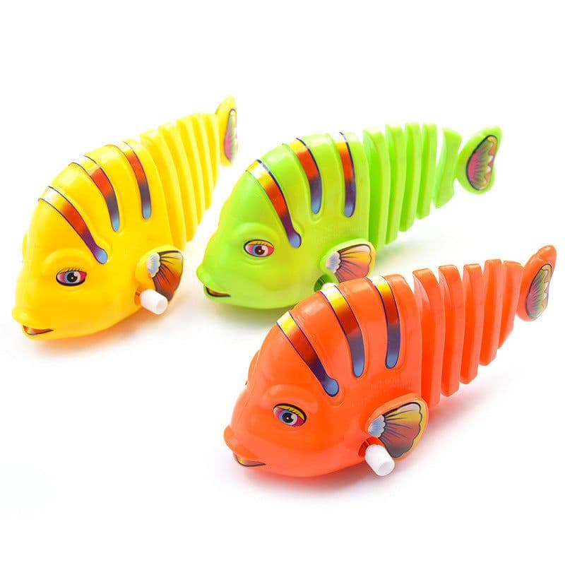 image-Children'S Toy Swing Fish Clockwork On The Chain, Small Animals Can Run, Cartoon Creative Gifts, Moving Fish, Swing Tail Fish