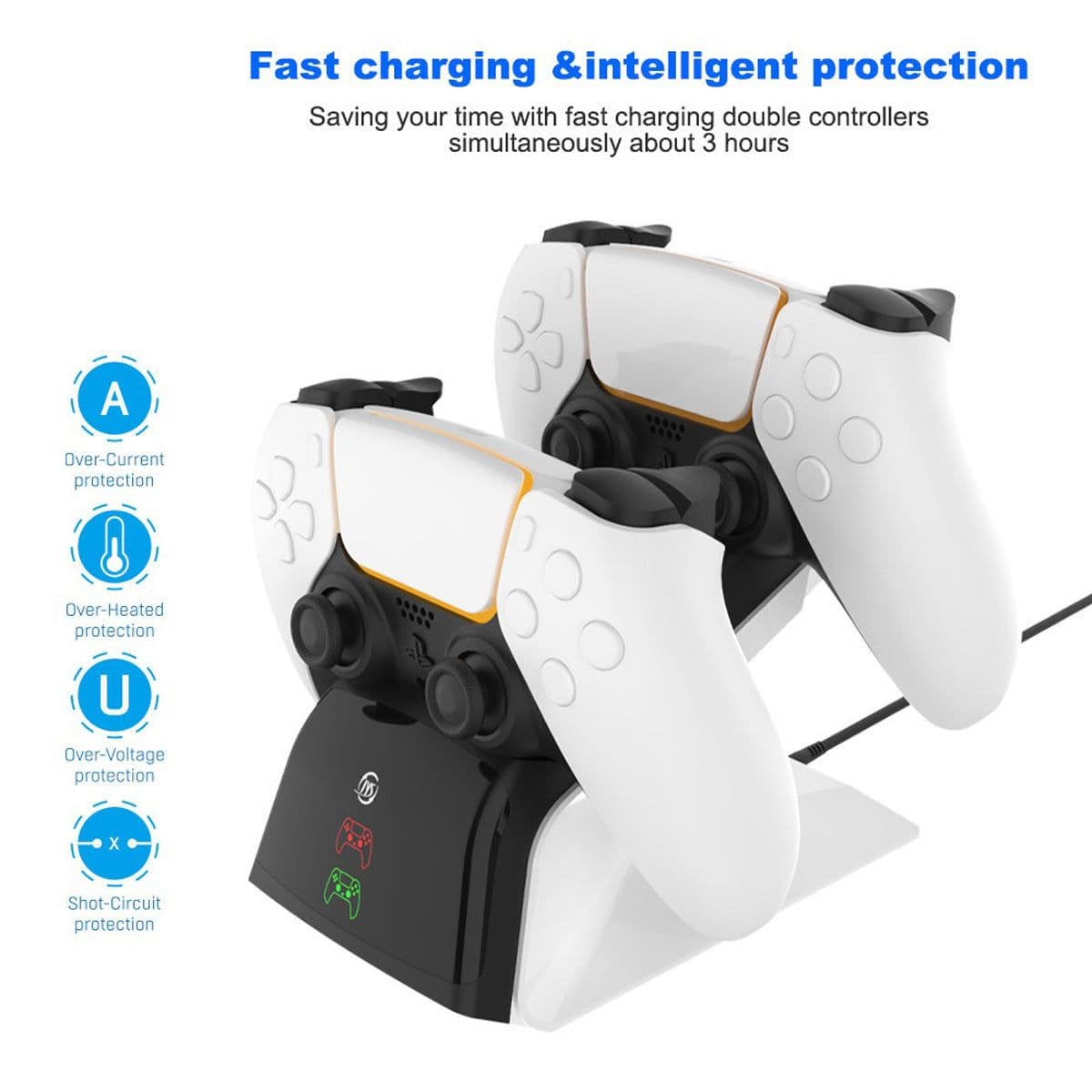 image-Ps5 Handle Aircraft Double Seat Charging Ps5 Wireless Handle Charger P5 Base Double Charging Contact Charging Fast Charging