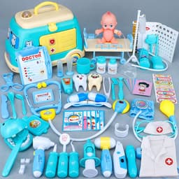 image-Children'S Ambulance Play House Injection Little Doctor Toy Set Toolbox Boy Girl Medical Kit Stethoscope