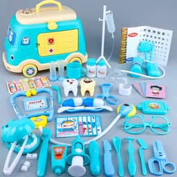 image-Children'S Ambulance Play House Injection Little Doctor Toy Set Toolbox Boy Girl Medical Kit Stethoscope