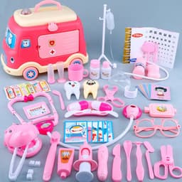 image-Children'S Ambulance Play House Injection Little Doctor Toy Set Toolbox Boy Girl Medical Kit Stethoscope