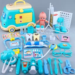 image-Children'S Ambulance Play House Injection Little Doctor Toy Set Toolbox Boy Girl Medical Kit Stethoscope