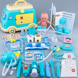 image-Children'S Ambulance Play House Injection Little Doctor Toy Set Toolbox Boy Girl Medical Kit Stethoscope