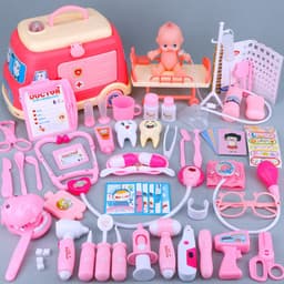 image-Children'S Ambulance Play House Injection Little Doctor Toy Set Toolbox Boy Girl Medical Kit Stethoscope