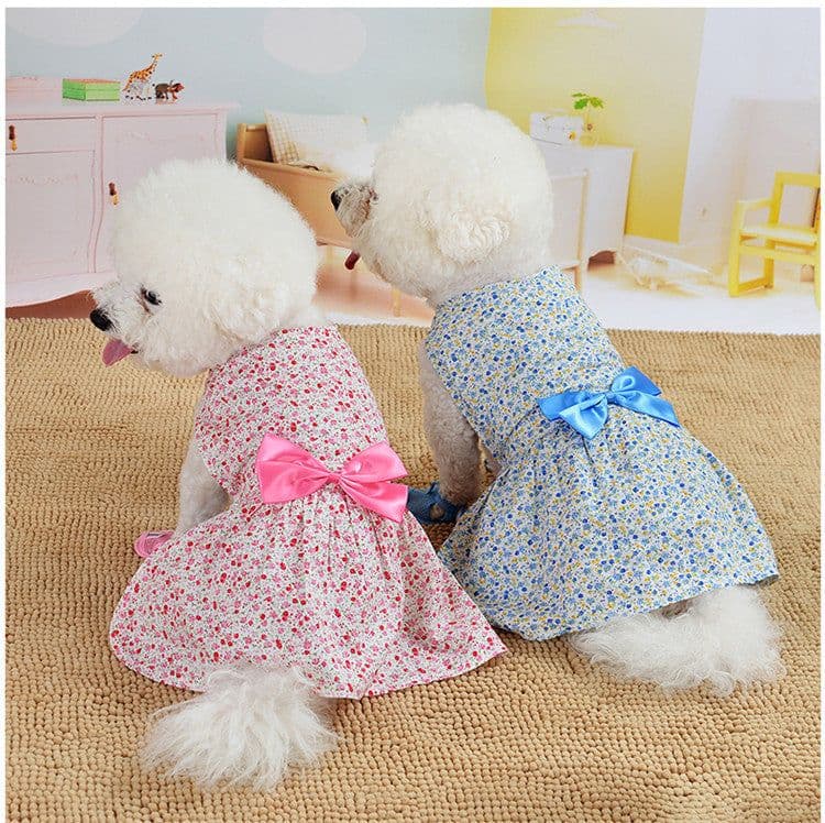 image-Dress Bowknot Floral Dog Breathable Cute Princess Dress