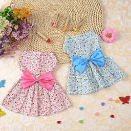 image-Dress Bowknot Floral Dog Breathable Cute Princess Dress