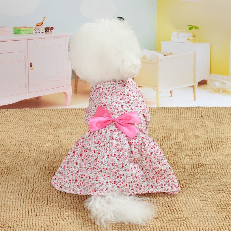 image-Dress Bowknot Floral Dog Breathable Cute Princess Dress