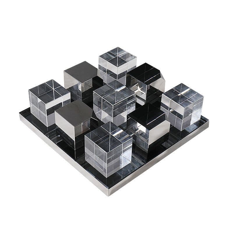 image-Modern Home Crystal Chess Ltalian Light Luxury Model Room Study Room Decoration Geometric Chess Pieces Chess Board Nordic