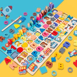 image-Children'S Magnetic Fishing Toys Intelligence Development Digital Assembly Building Blocks Enlightenment Early Education