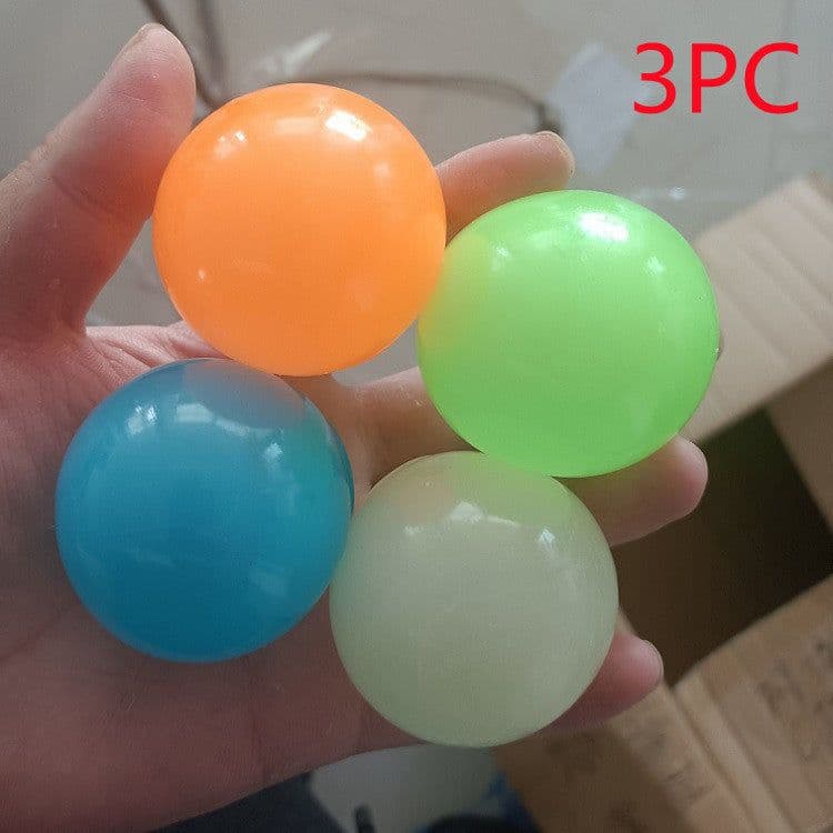image-Luminous Sticky Ball Toys Sticky Wall Home Party Games Glow In The Dark Novelty Toys Decompression Squeeze Toy