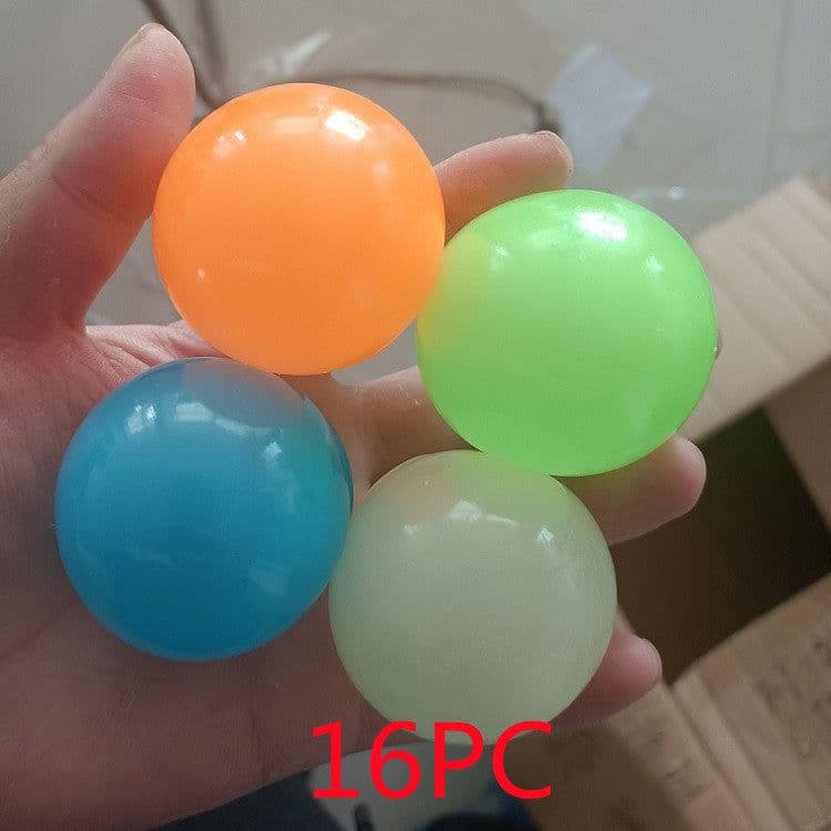 image-Luminous Sticky Ball Toys Sticky Wall Home Party Games Glow In The Dark Novelty Toys Decompression Squeeze Toy