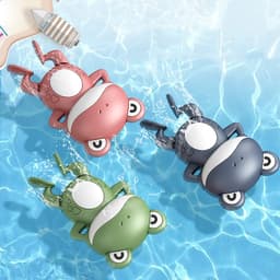 image-Little Frog Bath Toy, Baby Bathroom, Wind-Up Wind-Up Floating Toy