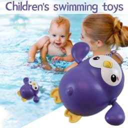 image-Baby Bath Toy Kawaii Swimming Penguin Bath Pool Toy Cute Wind Up Little Penguin Bath Toys Set Baby Montessori Educational Toys