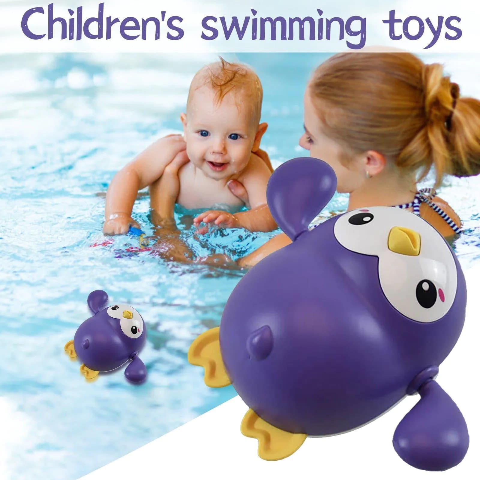 image-Baby Bath Toy Kawaii Swimming Penguin Bath Pool Toy Cute Wind Up Little Penguin Bath Toys Set Baby Montessori Educational Toys