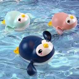 image-Baby Bath Toy Kawaii Swimming Penguin Bath Pool Toy Cute Wind Up Little Penguin Bath Toys Set Baby Montessori Educational Toys