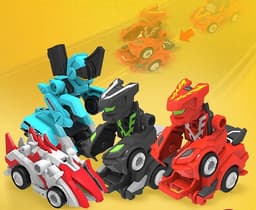 image-Creative Jumping Warrior Deformation Battle Toy Car Bounce Transformation Robot New Anime PVC Action Figures Boys Toys Game Set