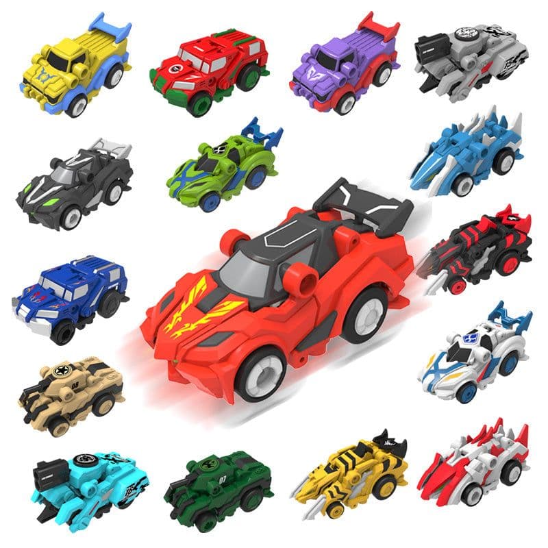 image-Creative Jumping Warrior Deformation Battle Toy Car Bounce Transformation Robot New Anime PVC Action Figures Boys Toys Game Set