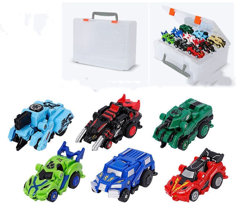 image-Creative Jumping Warrior Deformation Battle Toy Car Bounce Transformation Robot New Anime PVC Action Figures Boys Toys Game Set