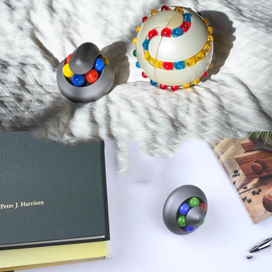 image-Puzzle Fun Mind-Tickling Health Decompression Kid Toy Rotating Magic Bean Fingertip Cube Gyro Rubik's Cube Brain Training Toy