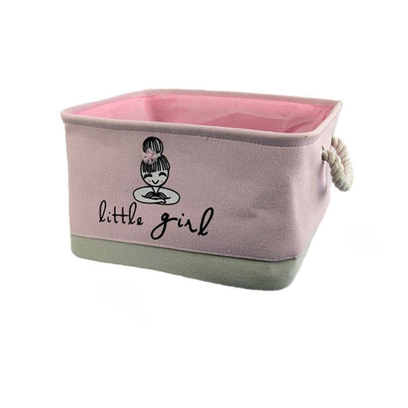 image-Foldable Cartoon Toy Storage Basket Cotton Linen Storage Bucket Baby Dirty Clothes Basket Lou