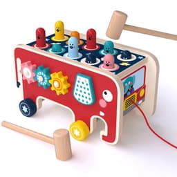 image-Montessori Toddlers Kids Wooden Pounding Bench Animal Bus Toys Early Educational Set Gifts For Children Toy Musical Instrument