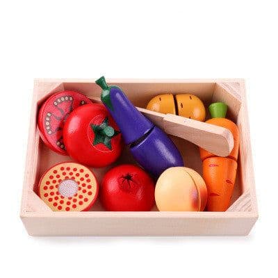 image-Wooden Children's Educational Early Education Toys Simulation Fruits Cut To See Vegetables