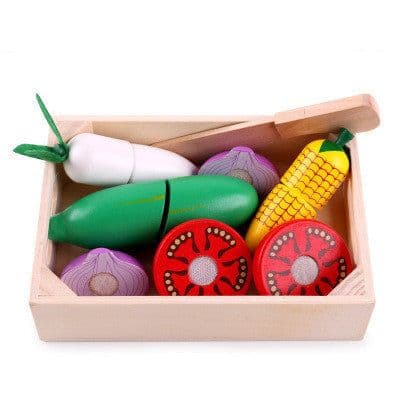 image-Wooden Children's Educational Early Education Toys Simulation Fruits Cut To See Vegetables