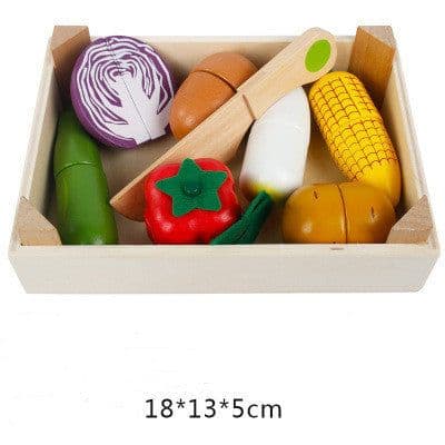 image-Wooden Children's Educational Early Education Toys Simulation Fruits Cut To See Vegetables