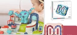 image-Tosiqi Dinosaur Adventure Toy Car Train Pass Track Slide Manual Educational Toys