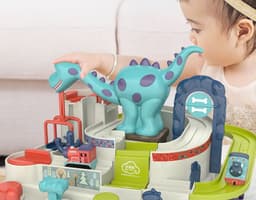 image-Tosiqi Dinosaur Adventure Toy Car Train Pass Track Slide Manual Educational Toys