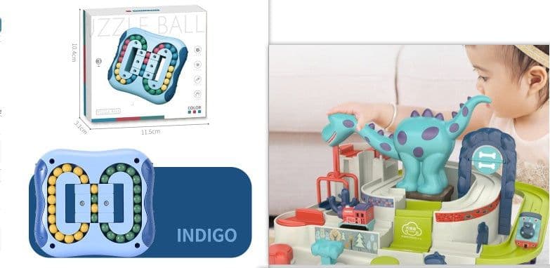 image-Tosiqi Dinosaur Adventure Toy Car Train Pass Track Slide Manual Educational Toys