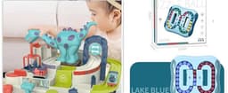 image-Tosiqi Dinosaur Adventure Toy Car Train Pass Track Slide Manual Educational Toys